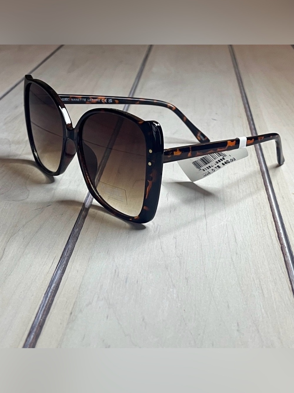 Nanette Lepore Oversized Tortoiseshell Frame Sunglasses w/ Brown Gradient Lenses